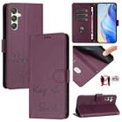 For Samsung Galaxy A24 4G Smile Embossing RFID Leather Phone Case(Violet) - 1