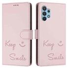 For Samsung Galaxy A32 4G Smile Embossing RFID Leather Phone Case(Pink) - 3