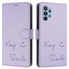 For Samsung Galaxy A32 4G Smile Embossing RFID Leather Phone Case(Light Purple) - 3