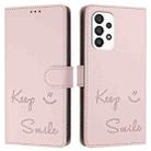 For Samsung Galaxy A33 5G Smile Embossing RFID Leather Phone Case(Pink) - 3