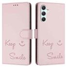 For Samsung Galaxy A34 5G Smile Embossing RFID Leather Phone Case(Pink) - 3