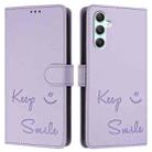 For Samsung Galaxy A34 5G Smile Embossing RFID Leather Phone Case(Light Purple) - 3