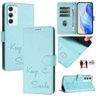 For Samsung Galaxy A35 5G Smile Embossing RFID Leather Phone Case(Mint Green) - 1