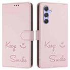 For Samsung Galaxy A54 5G Smile Embossing RFID Leather Phone Case(Pink) - 3