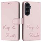 For Samsung Galaxy A55 5G Smile Embossing RFID Leather Phone Case(Pink) - 3