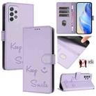 For Samsung Galaxy A72 4G / 5G Smile Embossing RFID Leather Phone Case(Light Purple) - 1