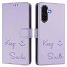 For Samsung Galaxy A36 5G Smile Embossing RFID Leather Phone Case(Light Purple) - 3