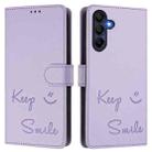 For Samsung Galaxy A16 4G Smile Embossing RFID Leather Phone Case(Light Purple) - 3