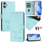 For Samsung Galaxy A06 5G / 4G Smile Embossing RFID Leather Phone Case(Mint Green) - 1