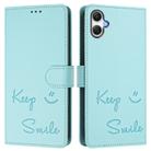 For Samsung Galaxy A06 5G / 4G Smile Embossing RFID Leather Phone Case(Mint Green) - 2