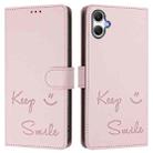For Samsung Galaxy A07 4G Smile Embossing RFID Leather Phone Case(Pink) - 2