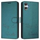 For Samsung Galaxy A07 4G Smile Embossing RFID Leather Phone Case(Peacock Green) - 2