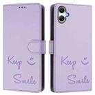 For Samsung Galaxy A07 4G Smile Embossing RFID Leather Phone Case(Light Purple) - 2