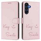 For Samsung Galaxy A17 4G Smile Embossing RFID Leather Phone Case(Pink) - 2