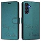 For Samsung Galaxy A17 4G Smile Embossing RFID Leather Phone Case(Peacock Green) - 2