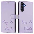 For Samsung Galaxy A17 4G Smile Embossing RFID Leather Phone Case(Light Purple) - 2