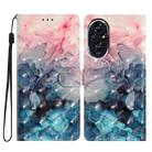 For Honor 200 3D Pattern Leather Phone Case(3D Pink Blue Marble) - 1