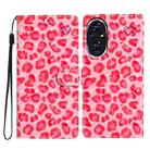 For Honor 200 3D Pattern Leather Phone Case(Pink Leopard Print) - 1