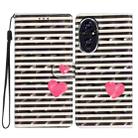 For Honor 200 3D Pattern Leather Phone Case(Striped Heart) - 1