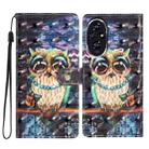 For Honor 200 3D Pattern Leather Phone Case(Big-eyed owl) - 1