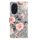 For Honor 200 3D Pattern Leather Phone Case(Gray Base Flower) - 3