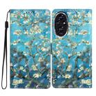 For Honor 200 3D Pattern Leather Phone Case(Blue Base Apricot Flower) - 1