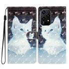 For Honor 200 Lite Global 3D Pattern Leather Phone Case(White Cat) - 1