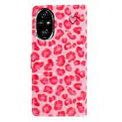 For Honor 200 Pro 3D Pattern Leather Phone Case(Pink Leopard Print) - 3