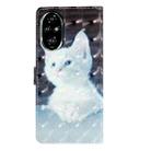 For Honor 200 Pro 3D Pattern Leather Phone Case(White Cat) - 3