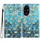 For Honor 200 Pro 3D Pattern Leather Phone Case(Blue Base Apricot Flower) - 1