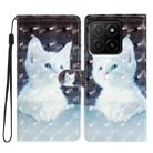 For Honor X5b 4G 3D Pattern Leather Phone Case(White Cat) - 1