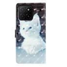 For Honor X5b 4G 3D Pattern Leather Phone Case(White Cat) - 3