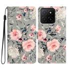 For Honor X5b 4G 3D Pattern Leather Phone Case(Gray Base Flower) - 1