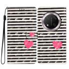 For Honor X9c 5G 3D Pattern Leather Phone Case(Striped Heart) - 1