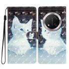 For Honor X9c 5G 3D Pattern Leather Phone Case(White Cat) - 1