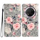 For Honor X9c 5G 3D Pattern Leather Phone Case(Gray Base Flower) - 1