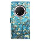 For Honor X9c 5G 3D Pattern Leather Phone Case(Blue Base Apricot Flower) - 3