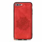 For iPhone 8 Plus & 7 Plus Mandala Embossed PU + TPU Case with Holder & Card Slots & Photo Frame & Hand Strap(Red) - 2