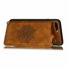 For iPhone 8 Plus & 7 Plus Mandala Embossed PU + TPU Case with Holder & Card Slots & Photo Frame & Hand Strap(Brown) - 3