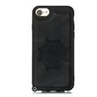 For iPhone 8 & 7 Mandala Embossed PU + TPU Case with Holder & Card Slots & Photo Frame & Hand Strap(Black) - 2
