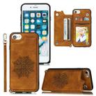 For iPhone 8 & 7 Mandala Embossed PU + TPU Case with Holder & Card Slots & Photo Frame & Hand Strap(Brown) - 1