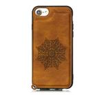 For iPhone 8 & 7 Mandala Embossed PU + TPU Case with Holder & Card Slots & Photo Frame & Hand Strap(Brown) - 1