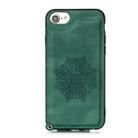 For iPhone 8 & 7 Mandala Embossed PU + TPU Case with Holder & Card Slots & Photo Frame & Hand Strap(Green) - 2