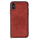For iPhone XS / X Mandala Embossed PU + TPU Case with Holder & Card Slots & Photo Frame & Hand Strap(Red) - 2