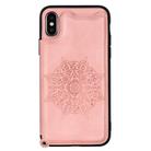 For iPhone XS / X Mandala Embossed PU + TPU Case with Holder & Card Slots & Photo Frame & Hand Strap(Rose Gold) - 2