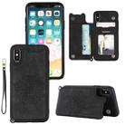 For iPhone XS / X Mandala Embossed PU + TPU Case with Holder & Card Slots & Photo Frame & Hand Strap(Black) - 1