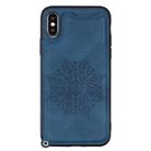 For iPhone XS / X Mandala Embossed PU + TPU Case with Holder & Card Slots & Photo Frame & Hand Strap(Blue) - 2