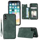 For iPhone XS / X Mandala Embossed PU + TPU Case with Holder & Card Slots & Photo Frame & Hand Strap(Green) - 1