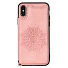 For iPhone XR Mandala Embossed PU + TPU Case with Holder & Card Slots & Photo Frame & Hand Strap(Rose Gold) - 3