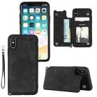 For iPhone XR Mandala Embossed PU + TPU Case with Holder & Card Slots & Photo Frame & Hand Strap(Black) - 1